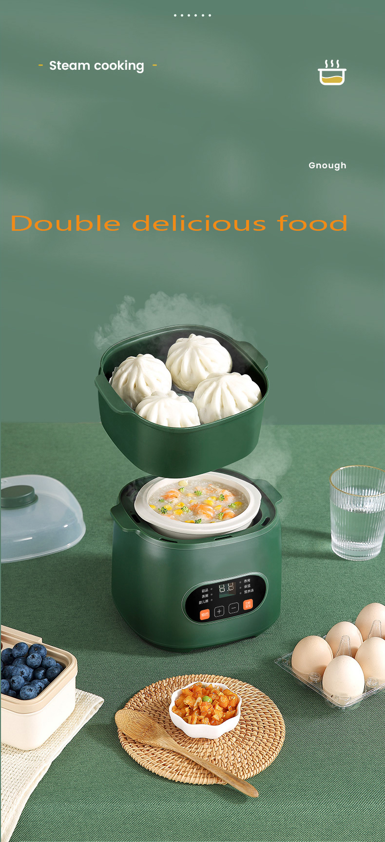 Automatic Intelligent Ceramic Electric Slow Cooker Steamer Stew Pot