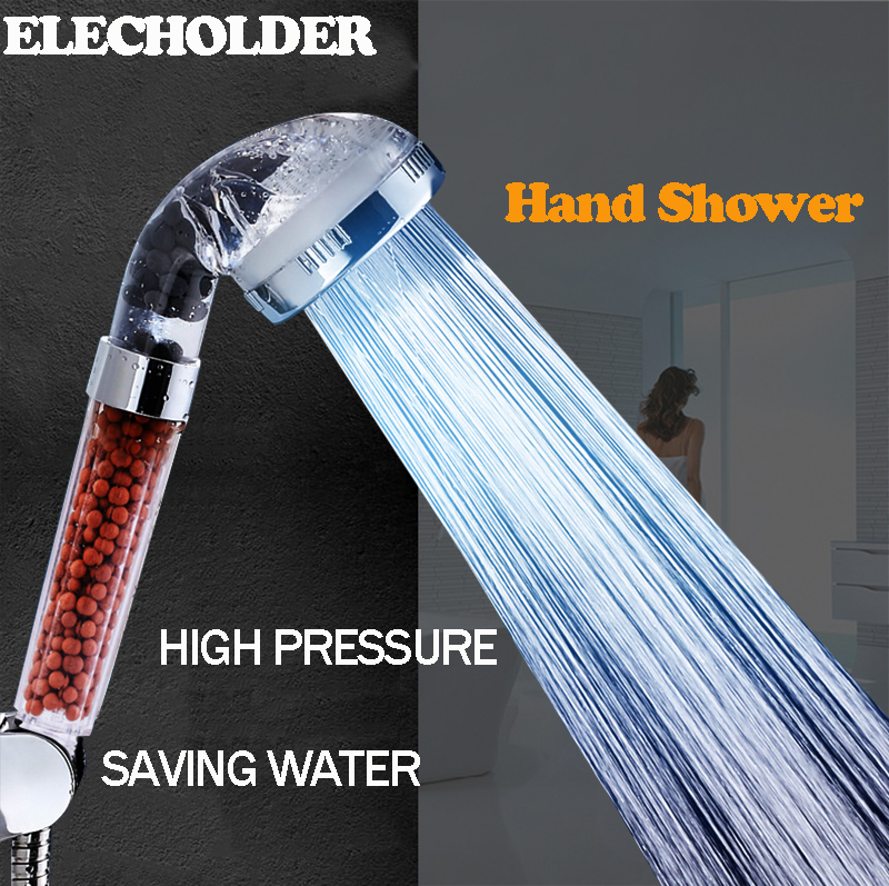 Three Function Water Saving Hand Held Mineral Stone Tourmaline Spa Ionic Water Filter Shower Head