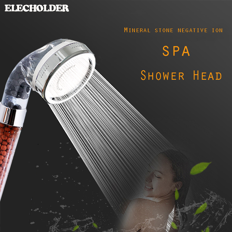 Three Function Water Saving Hand Held Mineral Stone Tourmaline Spa Ionic Water Filter Shower Head