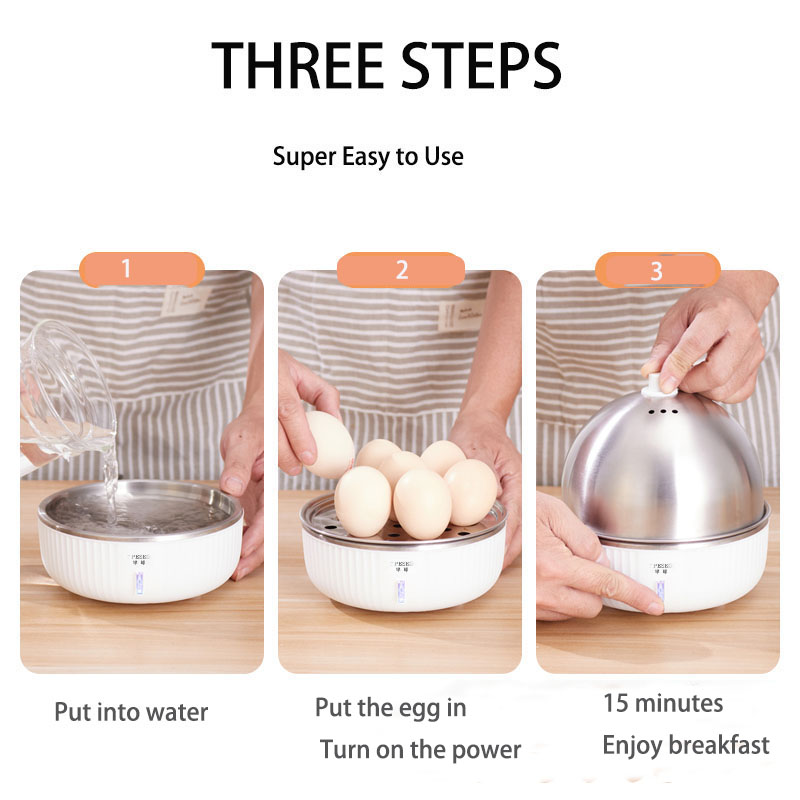 Model number: ELECAP624 Power Source Electric Housing Material Plastic Power (W) 350 Voltage (V) 220 Type Automatic Egg Cooker Function: Automatic Shut-off Layer Number: Single layer/Dual layers/Three layers Inner Plate: Cook 7 eggs/layer Function Auto shut-off Process: Thermal Processing Application Outdoor, Hotel, Garage, Commercial, Household
